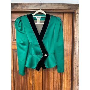 Leslie Fay evenings, green peplum style cocktail jacket size 8